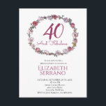 Cartão Postal 40 Anel Fabuloso De Festa de aniversário De Rosas<br><div class="desc">Elegante 40 e fabuloso anel cor-de-rosa e rosa vermelha de convites de aniversário com um marrom de tendência ou um tipo burgundy em branco. Na moda e adorável. Fui inspirado a criar um convite mais elegante para uma festa mais formal para uma celebração de aniversário de 40 anos. Um pouco...</div>