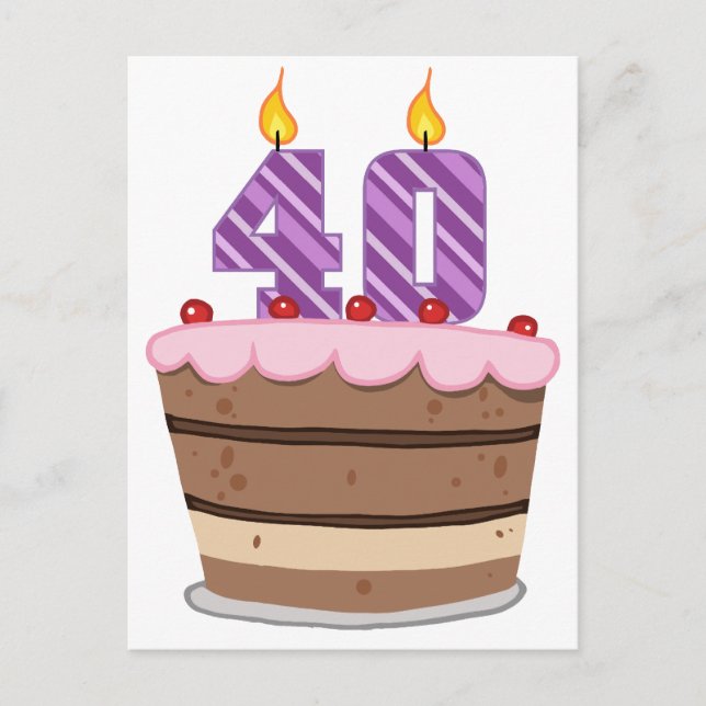 Cartão Postal 40 anos no Bolo de Aniversário (Frente)