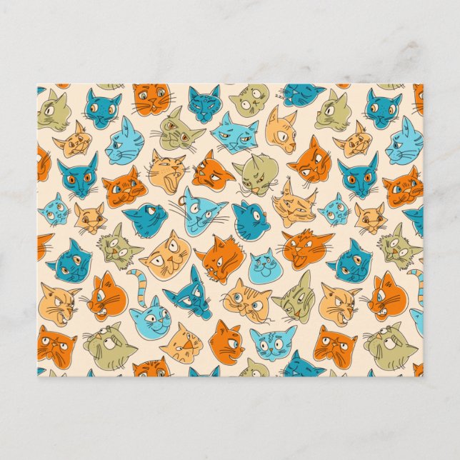 Cartão Postal 40 rostos de gatos e uma cauda (Frente)