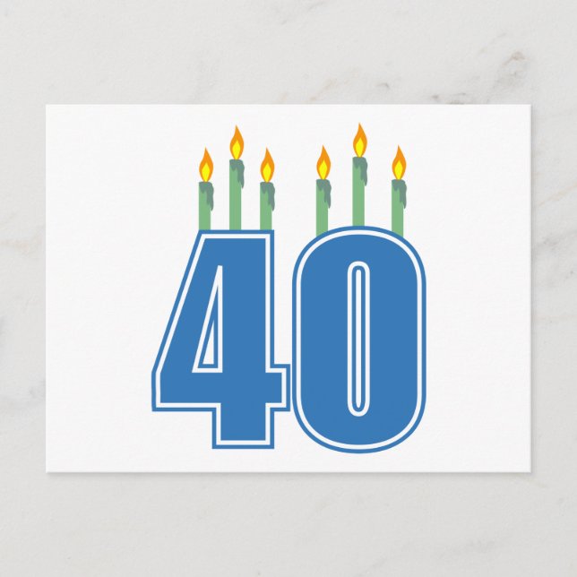Cartão Postal 40 Velas de Aniversário (Azul / Verde) (Frente)