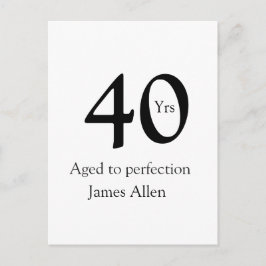 Cartão Postal 40 years aged to perfection birthday name simple 