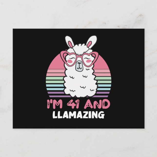 Cartão Postal 41 Year Old Bday Llamazing 41st Birthday Llama (Frente)