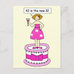 Cartão Postal 42º Aniversário do Humor para Ela, 42 é o Novo 