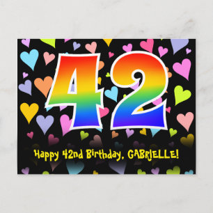 Cartão Postal 42º Aniversário: Padrão de Corações Divertidos, Ar