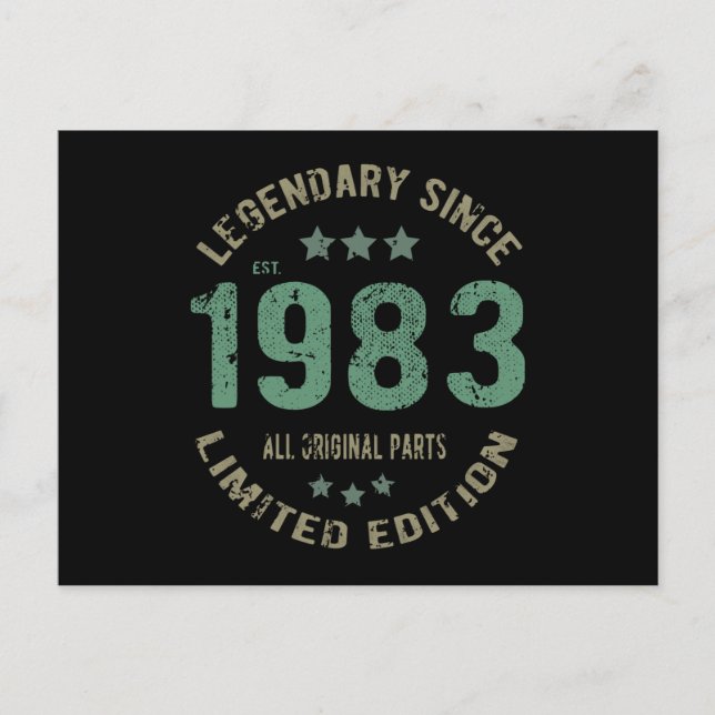 Cartão Postal 42 Anos de Idade Aniversário 1983 Lenda Presente d (Frente)