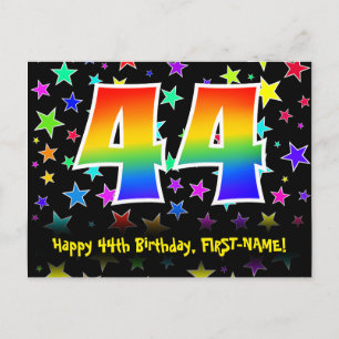 Cartão Postal 44º Aniversário: Padrão de Estrelas Divertidas, Ar