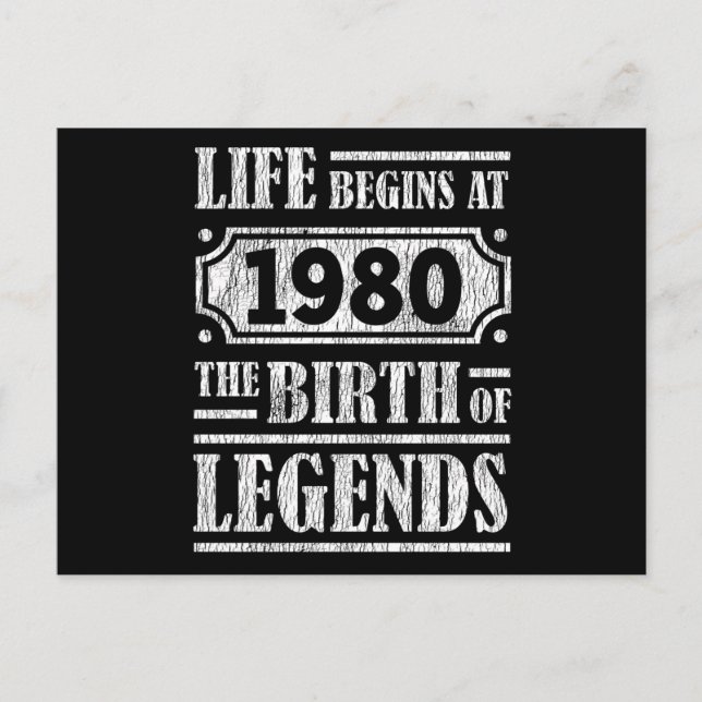 Cartão Postal 45 Anos De Idade 1980 Nascimento Da Legenda 45º An (Frente)
