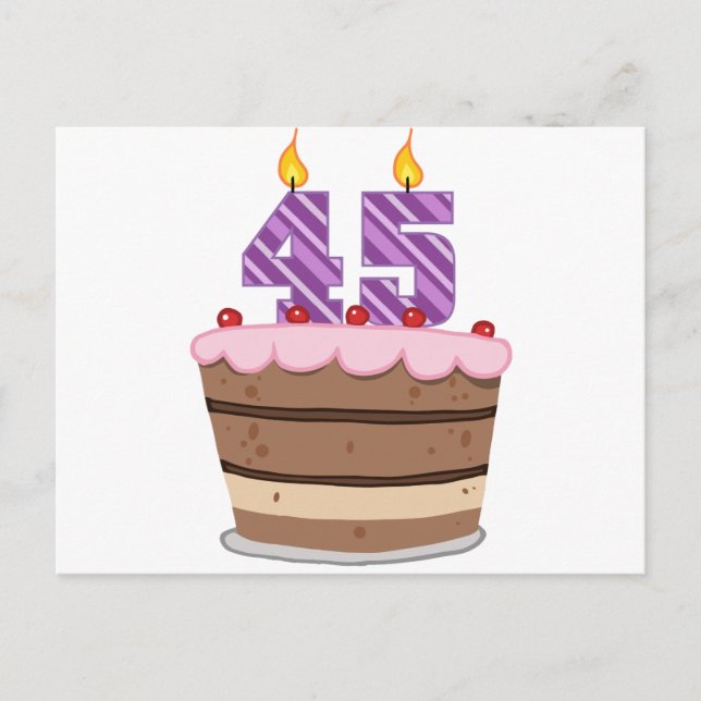 Cartão Postal 45 anos no Bolo de Aniversário (Frente)