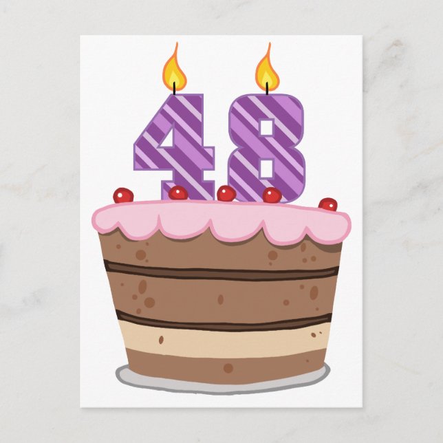 Cartão Postal 48 anos no Bolo de Aniversário (Frente)