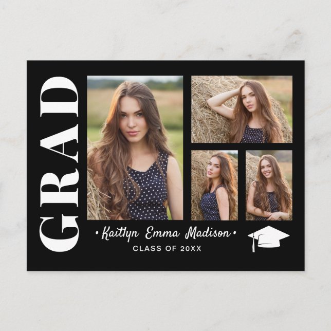 Cartão Postal 4 Colagem de Fotografias Formando Preto e Branco M (Frente)