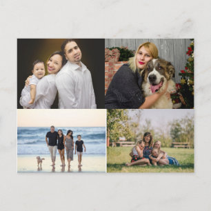 Cartão Postal 4 Colagem de Fotos de Família Personalizada