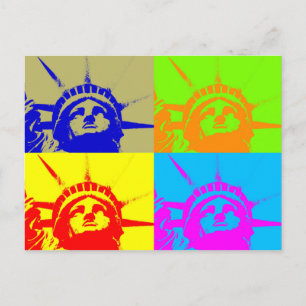 Cartão Postal 4 Color Pop Art Lady Liberty