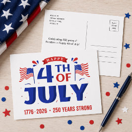 Cartão Postal 4 de Julho 250 Anos de Liberdade 1776 2026