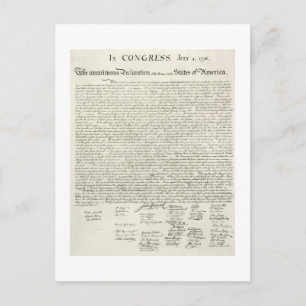 Cartão Postal 4 de julho de 1776 DECLARAÇÃO DE INDEpendence