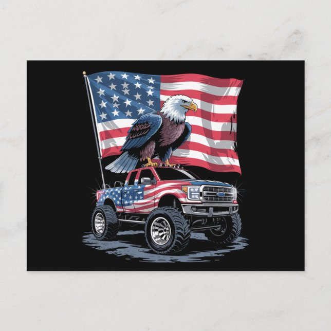 Cartão Postal 4 de julho Patriotic American Flag Eagle EUA (Frente)