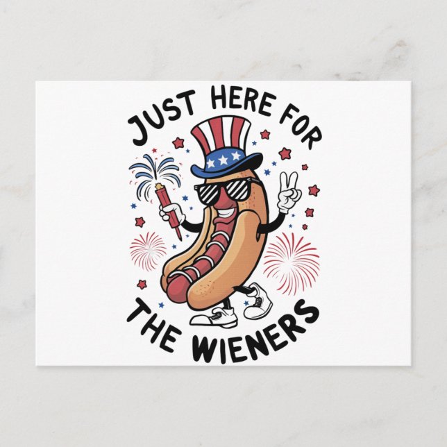 Cartão Postal 4 De Julho Wieners USA American flag Patriotic (Frente)