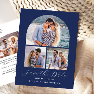 Cartão Postal 4 Foto Arco Azul-Marinho Save the Date