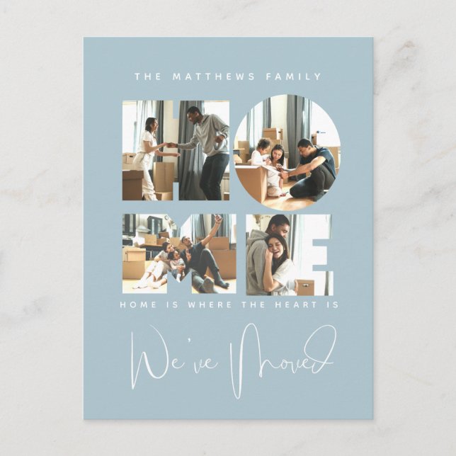 Cartão Postal 4 Foto Nova mudança de endereço inicial Anúncio (Frente)