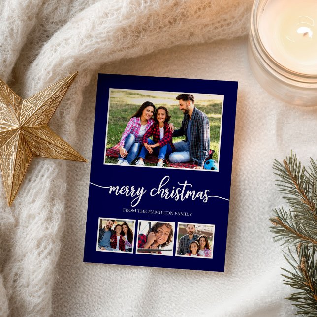 Cartão Postal 4 Fotos Colagem Feliz Natal Férias Modernas (Criador carregado)