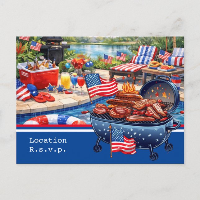 Cartão Postal 4th of July Celebration Barbecue Party invitation (Frente)