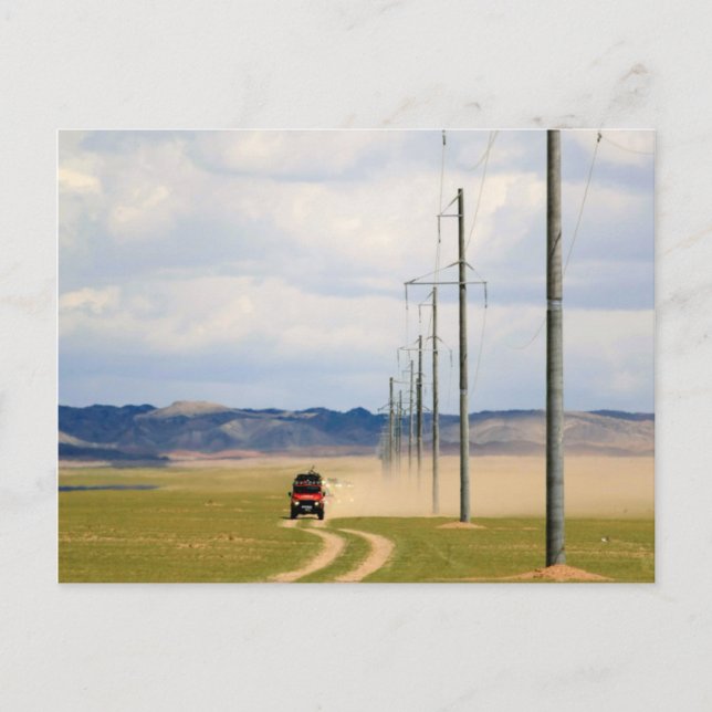 Cartão Postal 4X4 Vehicles On Dirt Road, Gobi Desert (Frente)