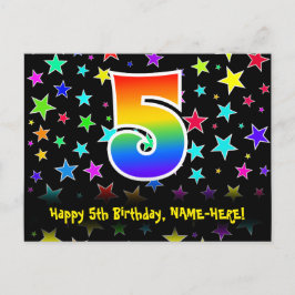 Cartão Postal 5º Aniversário: Padrão de Estrelas Divertidas, Arc