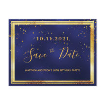 50º aniversário - ouro azul escuro salvar a data