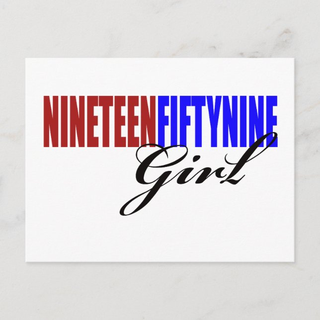 Cartão Postal 50º Presente de Aniversário, 1959 Garota! (Frente)