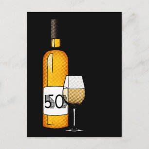 Cartão Postal 50.º aniversário ou aniversário : garrafa de vinho
