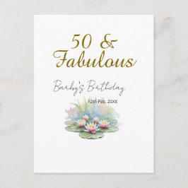 Cartão Postal 50 & fabuloso lótus dourado água aquarela 