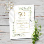 Cartão Postal 50th Anniversary Save the Date Greenery<br><div class="desc">Featuring delicate watercolour country garden greenery,  this chic save the date anniversary invitation can be personalised with your special 50 years anniversary celebration information,  with a gold background on the reverse. Designed by Thisisnotme©</div>