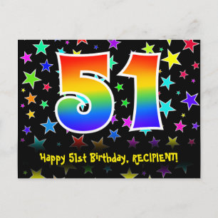 Cartão Postal 51º Aniversário: Padrão de Estrelas Divertidas, Ar