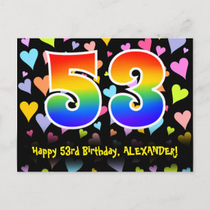 Cartão Postal 53º Aniversário: Padrão de Corações Divertidos, Ar