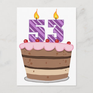 Cartão Postal 53 anos de idade no Bolo de Aniversário