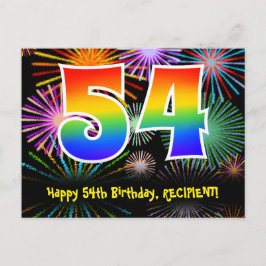 Cartão Postal 54º Aniversário – Padrão Divertido de Fogos de Art