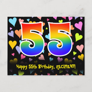 Cartão Postal 55º Aniversário: Padrão de Corações Divertidos, Ar