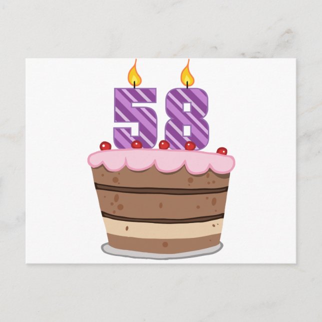 Cartão Postal 58 anos no Bolo de Aniversário (Frente)