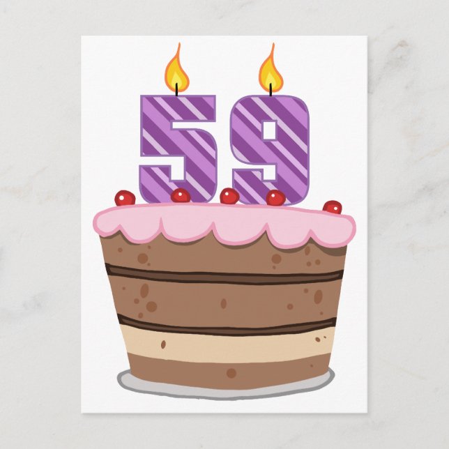 Cartão Postal 59 anos no Bolo de Aniversário (Frente)