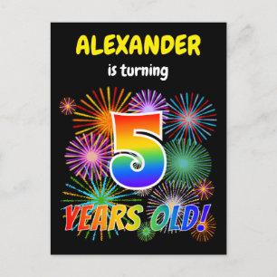Cartão Postal 5 Birthday - Fogos de artifício divertidos, Arco-