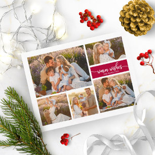 Cartão Postal 5 Fotos Desejos Quentes Colagem Moderna Natal