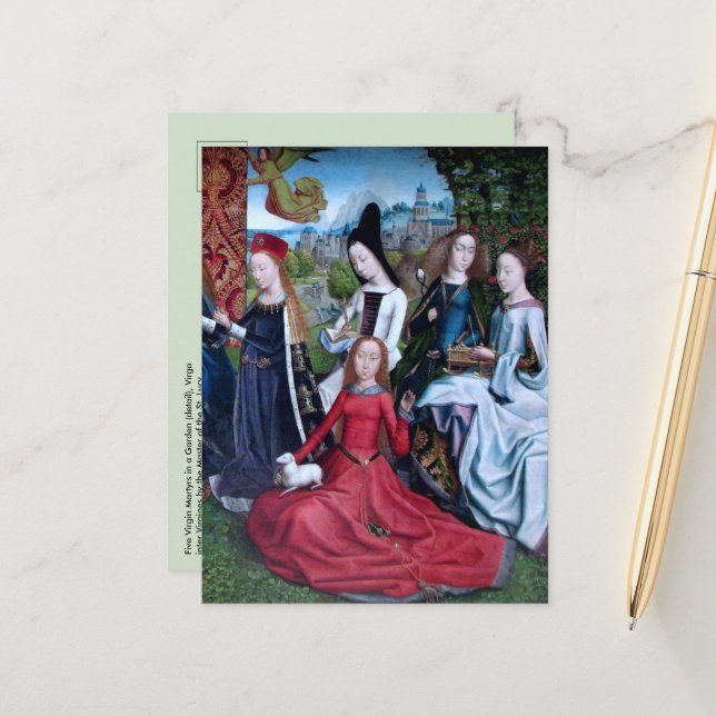 Cartão Postal 5 Mártires Virgens num Jardim (Metade direita: M 0 (Frente/Verso In Situ)