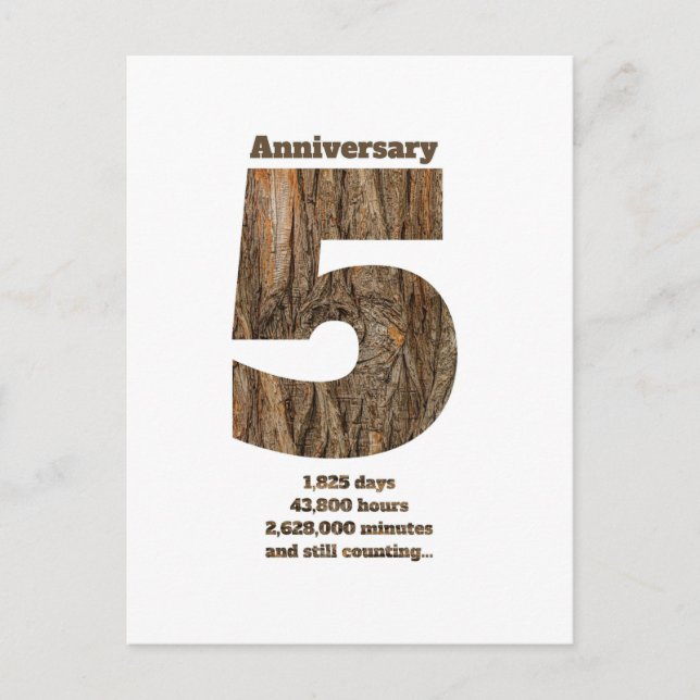 Cartão Postal 5 Year Anniversary - Wood Anniversary Milestone (Frente)