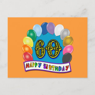 Cartão Postal 60º aniversário feliz balões Merchandise