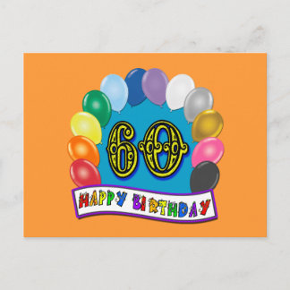 Cartão Postal 60º aniversário feliz balões Merchandise