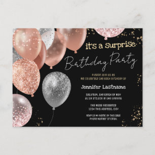 Cartão Postal 60º Balões de Festa de aniversário Surpresa