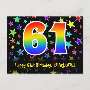 Cartão Postal 61º Aniversário: Padrão de Estrelas Divertidas, Ar