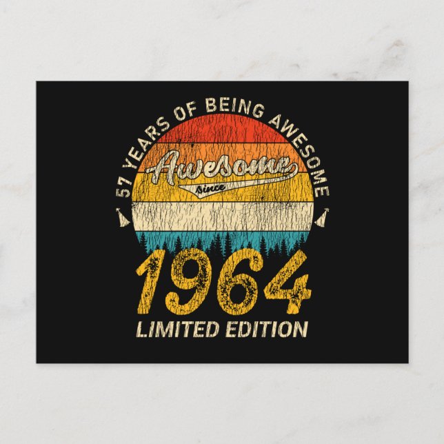 Cartão Postal 61 anos de idade 1964 Presente de Aniversário Retr (Frente)