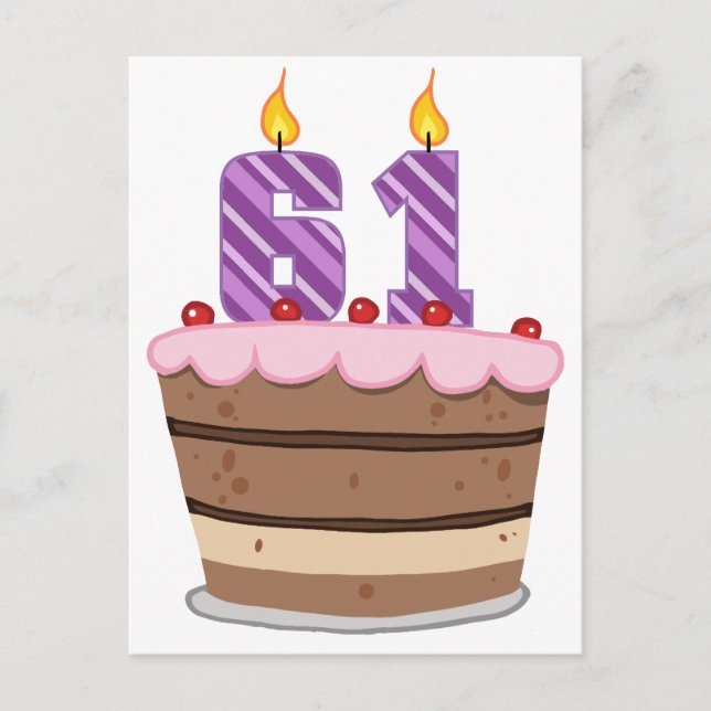 Cartão Postal 61 anos no Bolo de Aniversário (Frente)