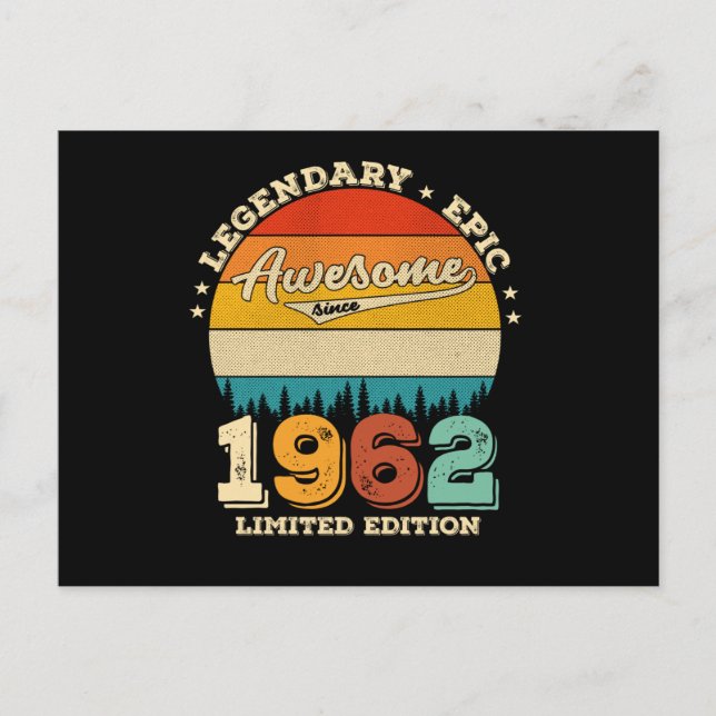 Cartão Postal 63 Anos de Idade Aniversário 1962 Incrível Present (Frente)