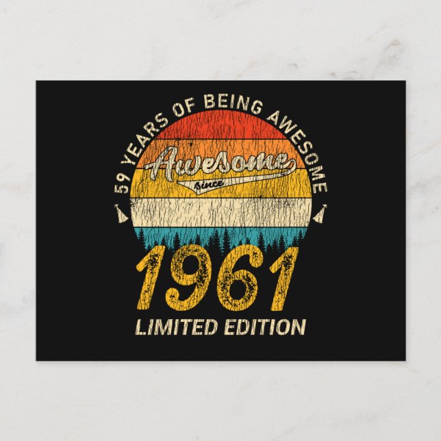 Cartão Postal 64 anos de idade 1961 Retro Incrível 64º presente  (Frente)